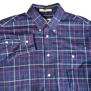 Orvis Country Twill Cotton Shirt Button Down Long Sleeve Window Pane Plaid Men L